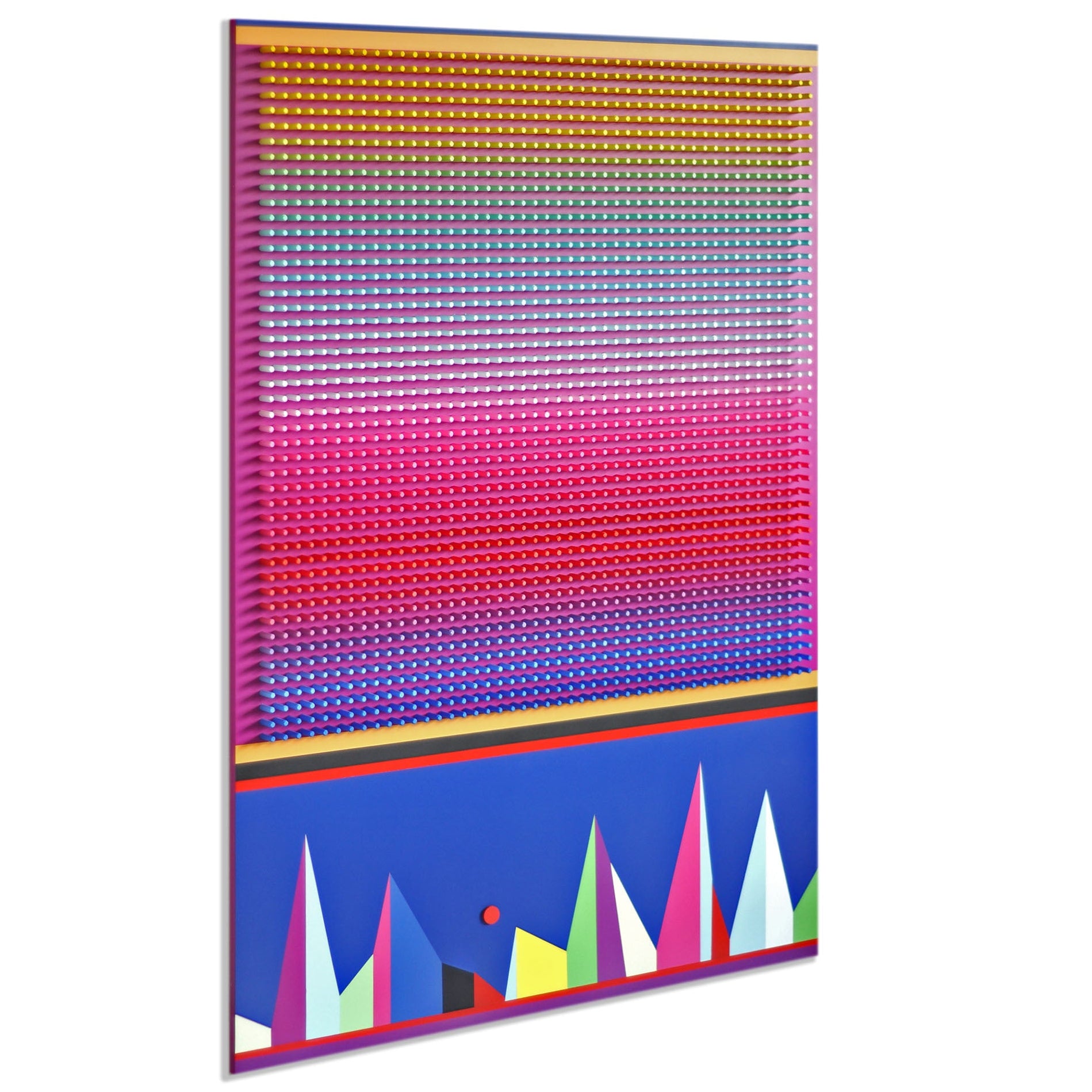 Colorful geometric design on a white background