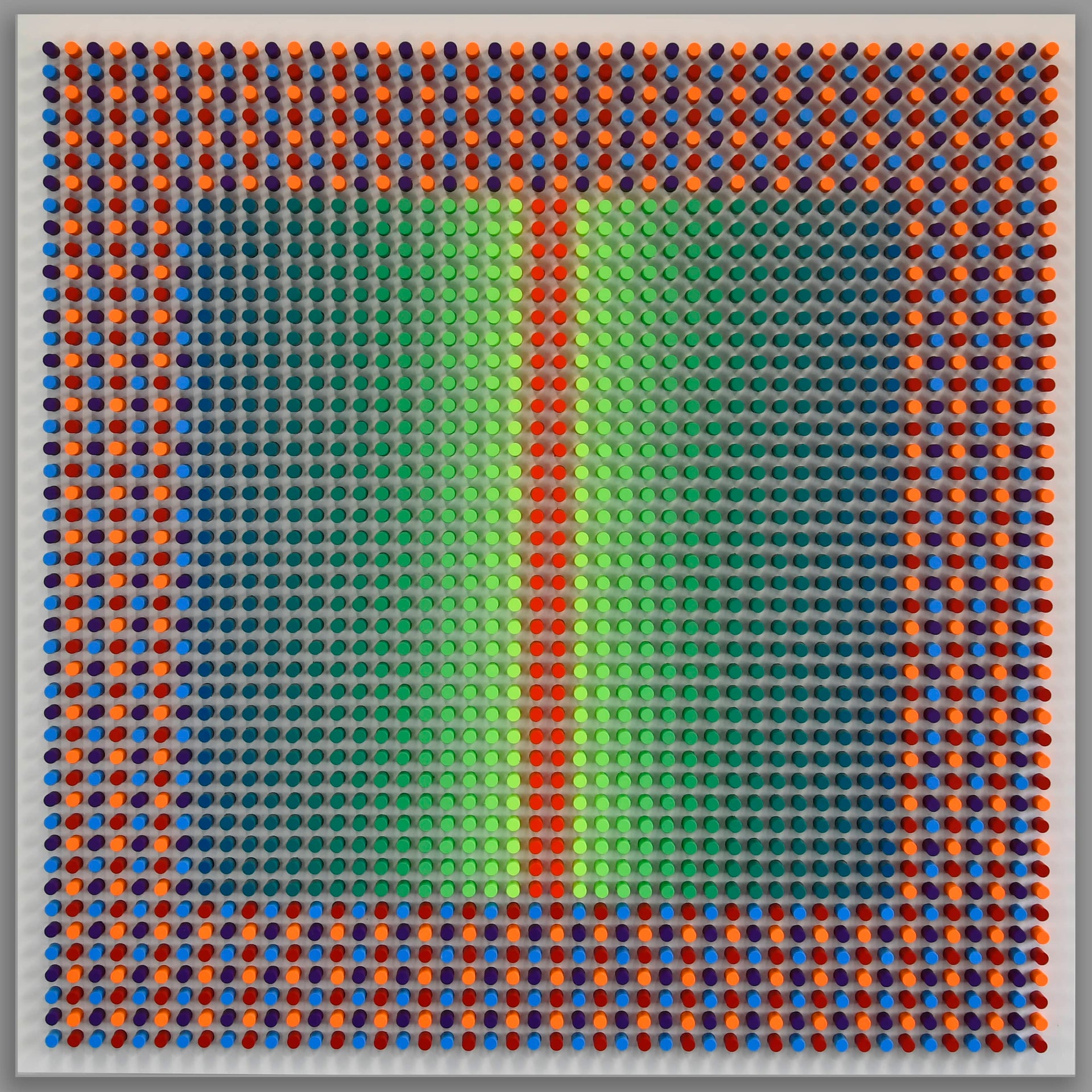 Color swatch with green and orange vertical bars on a gray background