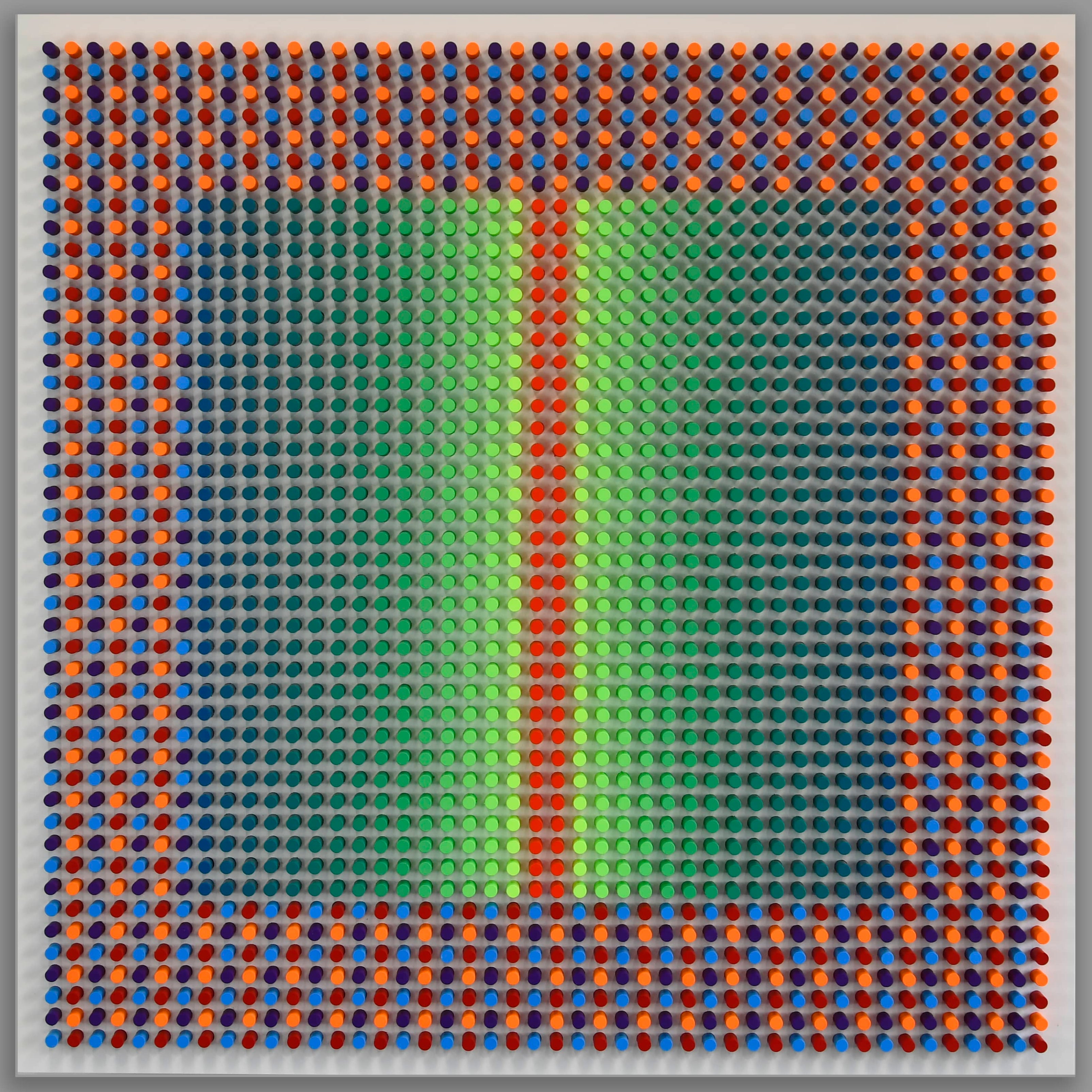 Color swatch with green and orange vertical bars on a gray background