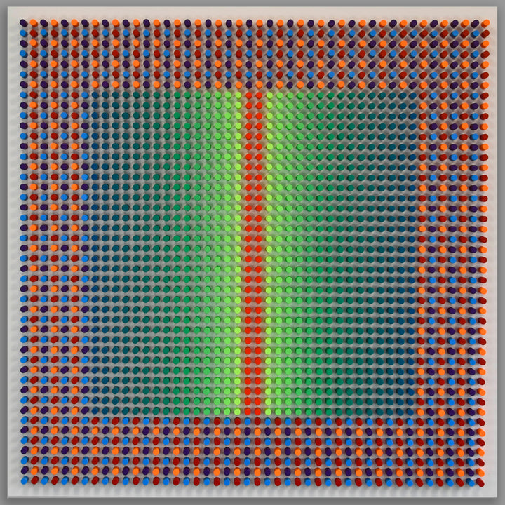 Color swatch with green and orange vertical bars on a gray background