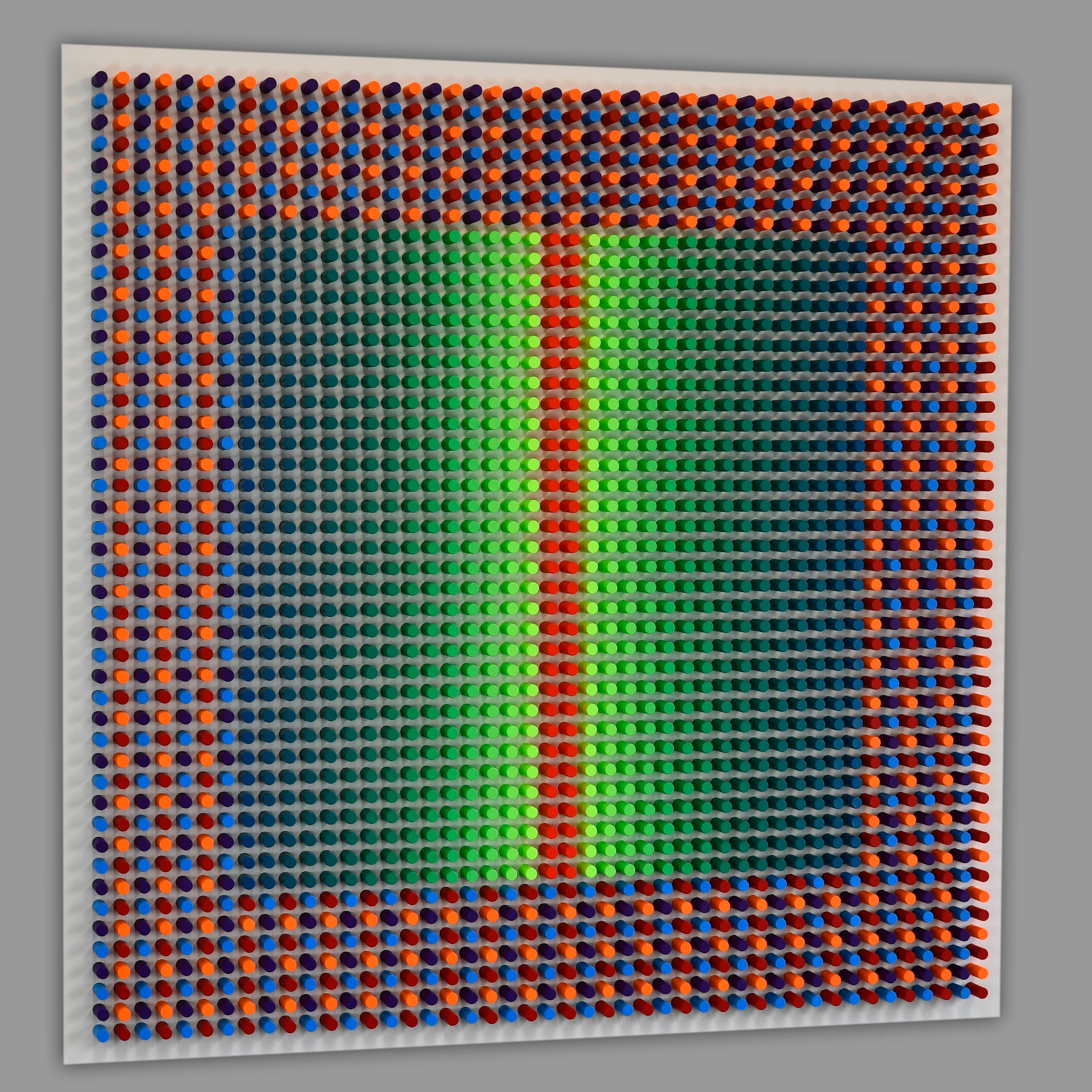 Colorful grid pattern on a gray background